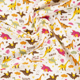 Cotton Poplin Print - Dinosaurs on Beige - Per ½ Metre