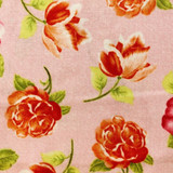 Orange Flowers on Pink - 100% Cotton