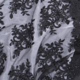 Premium Lace: Black Corded Beaded Lace - Per ¼ Metre