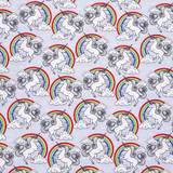 Cotton Poplin Print - Unicorns on Silver - Per ½ Metre