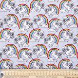 Cotton Poplin Print - Unicorns on Silver - Per ½ Metre