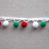 Christmas Pompom Trim - Per Metre