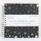 8" x 8" Scrapbook Album (40pgs) - Black w/Silver Stars