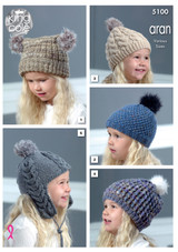 Aran Hats in King Cole Aran (5100)