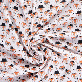 Cotton Poplin Print - Funky Foxes (White) - Per ½ Metre