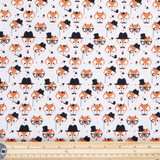 Cotton Poplin Print - Funky Foxes (White) - Per ½ Metre