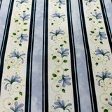 Blue, Navy & Cream Floral Stripe - 100% Cotton