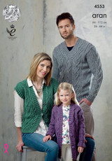 Family Sweater, Cardigan & Waistcoat in King Cole Aran (4553)