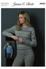 Ladies Round Neck Cardigan & Sweater in James C. Brett Marble DK (JB502)