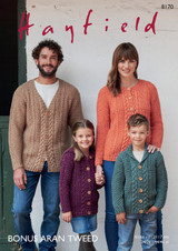 Classic Family Cabled Cardigans in Hayfield Bonus Aran Tweed (8170)