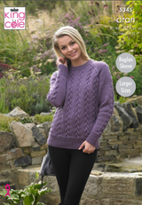 His & Her's Cabled Cardigan & Sweater in King Cole Fashion Aran (5345)