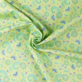 Peacock Flowers Lime - 100% Cotton