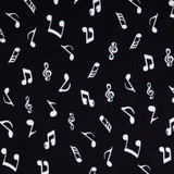 Cotton Poplin Print - Music Notes (Ivory on Black) - Per ½ Metre