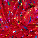 Metallic Foil Firework Splash on Red Polyester - Per ½ Metre