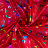 Metallic Foil Firework Splash on Red Polyester - Per ½ Metre