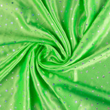 Hollographic Spots on Neon Green Polyester - Per ½ Metre