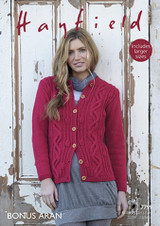 Women's Cabled Cardigan in Hayfield Bonus Aran (7799)