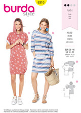 Drawstring Jersey Dresses in Burda Misses' (6310)