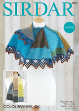 Crochet Wrap & Scarf in Sirdar Colourwheel DK (8032) - CROCHET