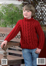 Kid's Cabled Sweaters in King Cole Super Chunky (3824)