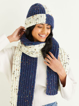 Colour Block Hat & Scarf in Hayfield Bonus Chunky Tweed (10338)