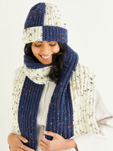 Colour Block Hat & Scarf in Hayfield Bonus Chunky Tweed (10338)