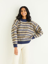 Striped Crew Neck Sweater  in Hayfield Bonus Chunky Tweed (10343)