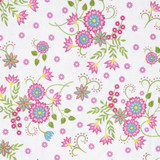 Flower & Vine: Flowers on Ivory - 100% Cotton