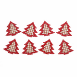 Craft Embellishments (8pcs) - Red Check Trees