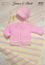 Cardigan, Bonnet & Blanket in James C Brett Baby DK (JB701) - CROCHET