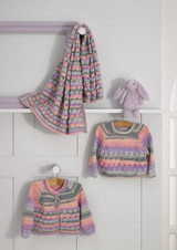 Cardigan, Sweater & Blanket in James C Brett Baby Twinkle Prints DK (JB746)