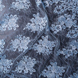 Premium Lace: Sky Corded Floral Lace - Per ¼ Metre