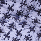 Premium Lace: Navy Corded Floral Lace - Per ¼ Metre