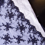 Premium Lace: Navy Corded Floral Lace - Per ¼ Metre