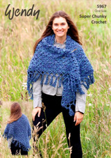 Crochet Shawl in Wendy Serenity Super Chunky (5967) - CROCHET