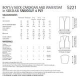 Boy's V Neck Cardigan & Waistcoat in Sirdar Snuggly 4 Ply (5221)