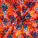 Orange Floral Viscose Jersey - Per ½ Metre