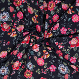 Stretch Polyester: Botanical on Black - Per ½ Metre