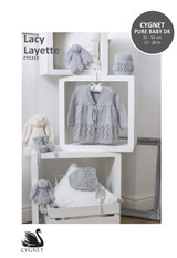 Lacy Layette Coat, Bonnet, Bootees & Hat in Cygnet Pure Baby DK (CY1319)