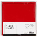 6" x 6" Blank Cards & Envelopes (4pcs) - Red