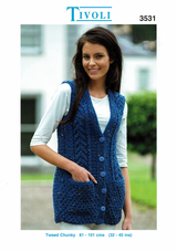 Ladies Waistcoat in Tivoli Tweed Chunky (3531)