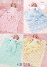 Collection of Baby Blankets in Sirdar Snuggly 4 Ply (1368) - CROCHET - PDF
