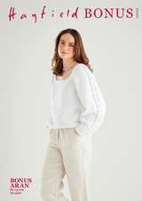 Square Neck Lace Sleeve Sweater in Hayfield Bonus Aran (10605) - PDF