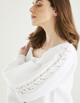 Square Neck Lace Sleeve Sweater in Hayfield Bonus Aran (10605) - PDF