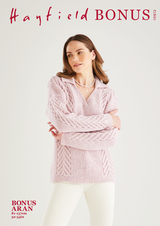 V Neck Collared Sweater in Hayfield Bonus Aran (10612) - PDF