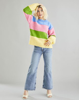 Striped Balloon Sleeve Sweater in Hayfield Bonus Chunky (10602) - PDF