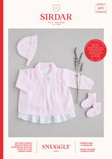 Matinee Jacket, Bonnet, Booties in Sirdar Snuggly 4 Ply (5471) - PDF