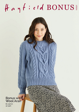Round Neck Cable Sweater in Hayfield Bonus Aran w/Wool (10321) - PDF