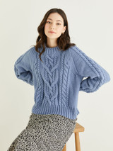 Round Neck Cable Sweater in Hayfield Bonus Aran w/Wool (10321) - PDF