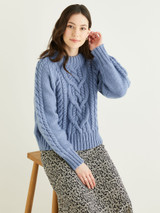 Round Neck Cable Sweater in Hayfield Bonus Aran w/Wool (10321) - PDF